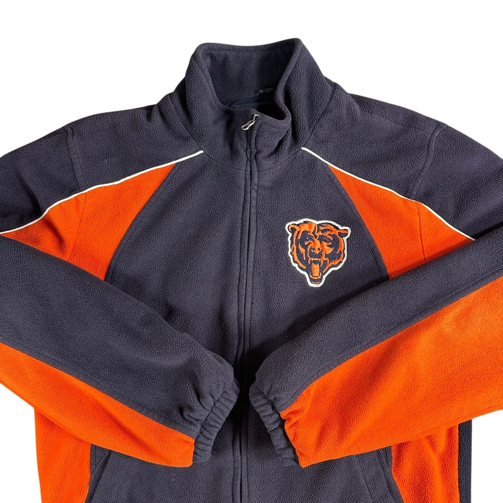 Chicago Bears NFL Fleece Jacket Full‎ Zip Orange Navy Blue Men's Medium